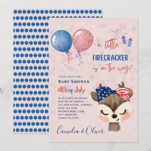 4 juli BABY SHOWER INBJUDAN Firecracker Hjort