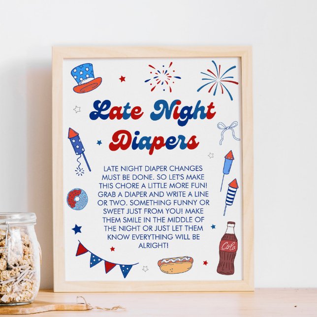 4 juli Baby Shower Sent Kvälls Blöjor Lek Poster (Skapare uppladdad)