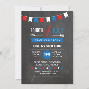 4 juli Bakgårds BBQ Självständighet Fest Inbjudan