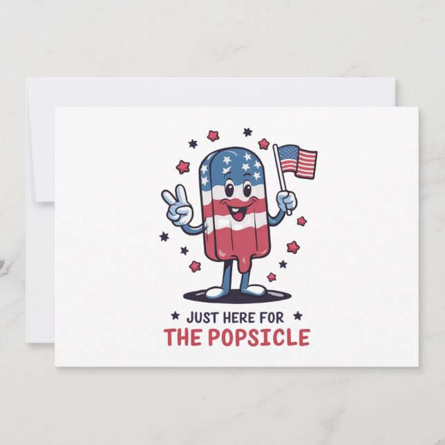4 juli bara här för popsicle patriotisk inbjudningar (Framsida)