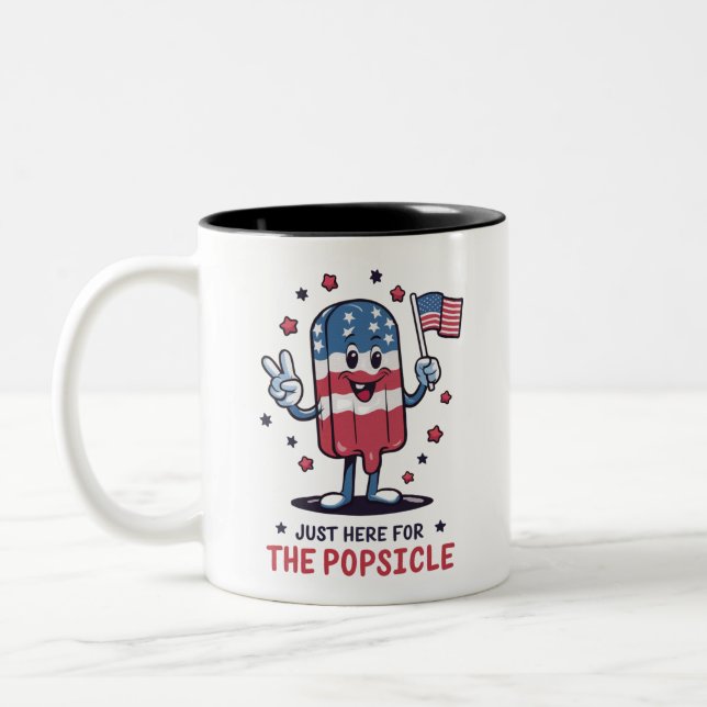 4 juli bara här för popsicle patriotisk Två-Tonad mugg (Vänster)