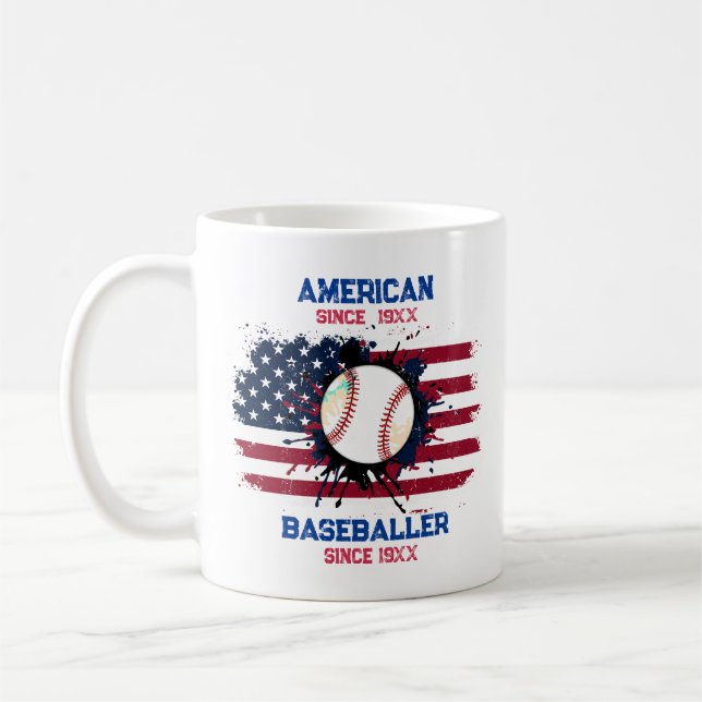 4 juli Baseball USA Independence day Gift Kaffemugg (Vänster)