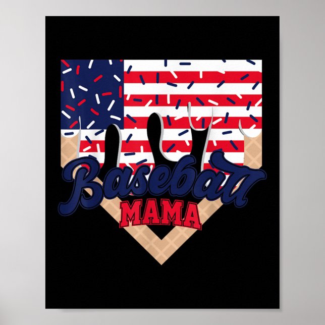 4 juli baseboll mamma glass dropp baseboll mamma poster (Framsidan)
