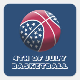 4 juli-basket fyrkantigt klistermärke