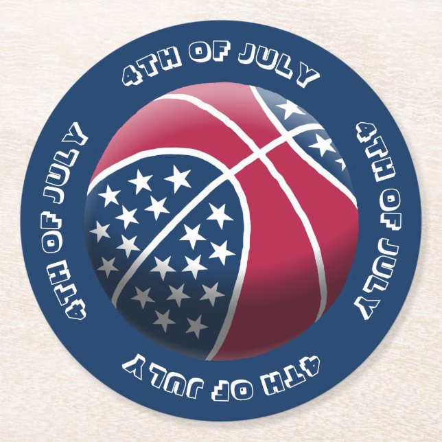 4 juli-basket underlägg papper rund (Framsidan)