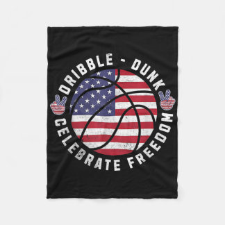 4 juli basketboll USA flagga firande självständigh Fleecefilt