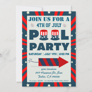 4 juli Bassäng Party Inbjudningar