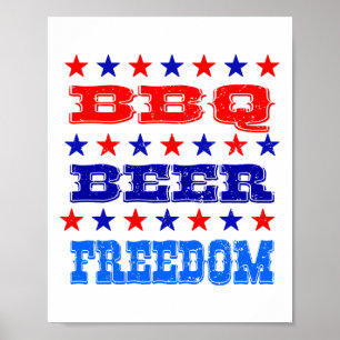 4 juli BBQ Beer Freedom Shirt America Proud Amer Poster