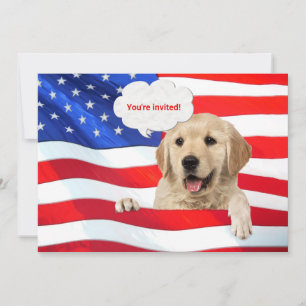 4 juli BBQ-fest hund på flagga Inbjudningar