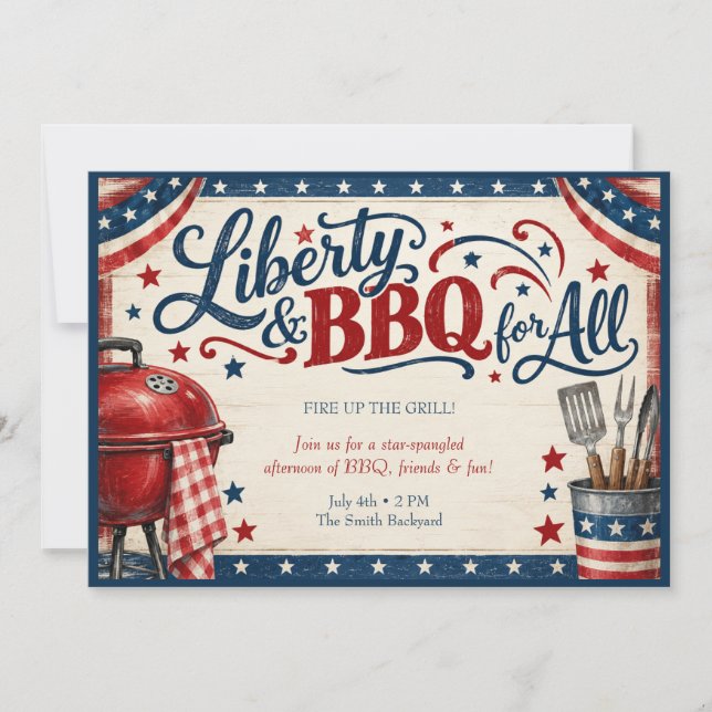 4 juli BBQ-fest inbjudan | Frihet & BBQ (Framsida)