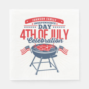 4 juli BBQ Grill Personlig Familjeåterförening Pappersservett