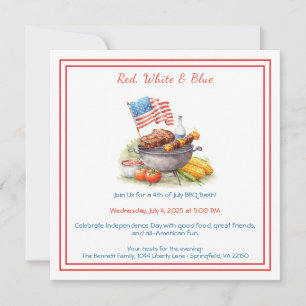 4 juli BBQ-inbjudan – Patriotisk bakgårdsfest Julkort
