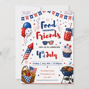 4 juli BBQ-inbjudan: Redigerbar partajinvitation Inbjudningar