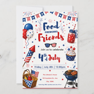 4 juli BBQ-inbjudan: Redigerbar partajinvitation Inbjudningar