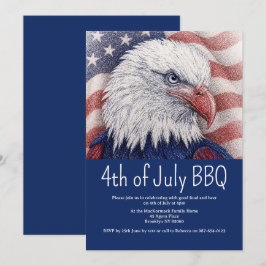 4 juli BBQ Patriotisk Röd Vit Blå Flagga USA  Inbjudningar