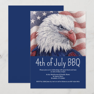 4 juli BBQ Patriotisk Röd Vit Blå Flagga USA Inbjudningar