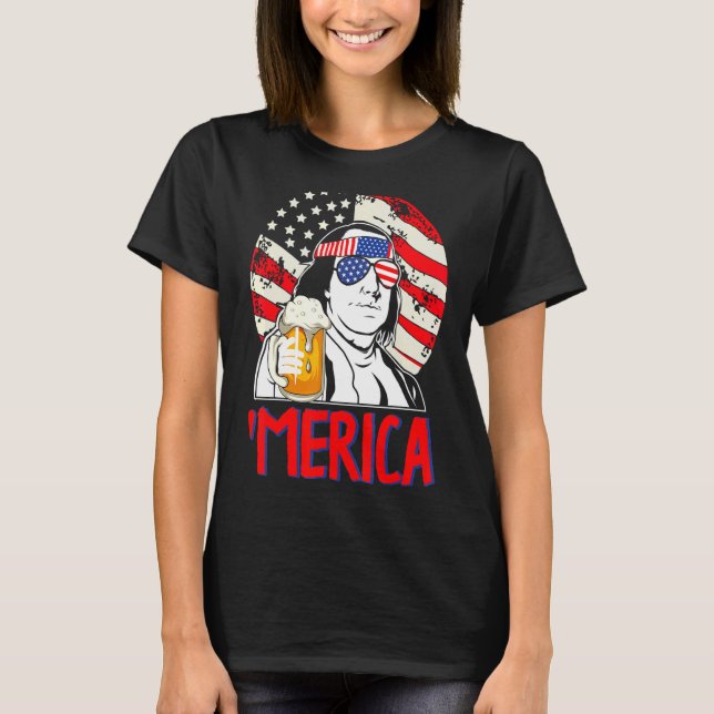 4 juli Beer Benjamin Franklin Usa Fla T Shirt (Framsida)