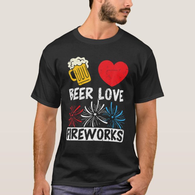 4 juli Beer Kärlek Fireworks Director T Shirt (Framsida)
