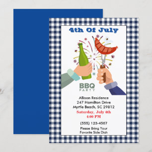 4 juli Beer och Franks BBQ Picnic Party Invit Inbjudningar