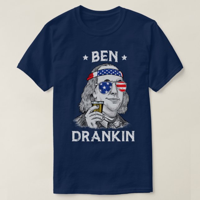 4 juli Ben Drankin Benjamin Franklin T Shirt (Design framsida)