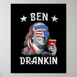 4 juli Ben Drankin Patriotic Funny Benjamin Poster