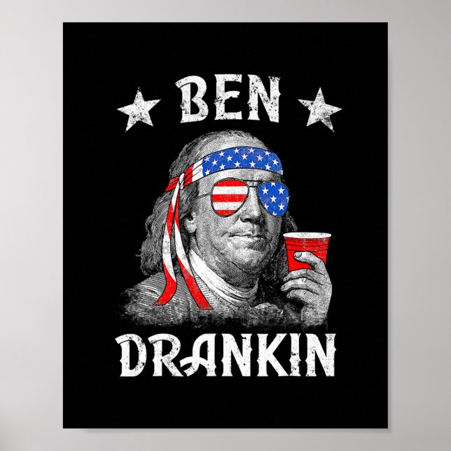 4 juli Ben Drankin Patriotic Funny Benjamin Poster (Framsidan)