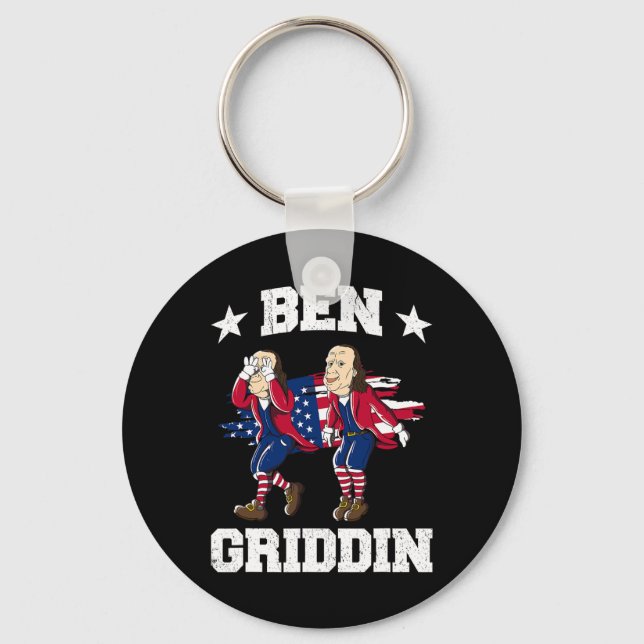 4 juli Benjamin Franklin Griddy Ben Griddin 1 Nyckelring (Framsida)