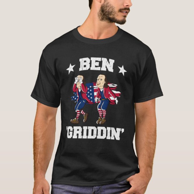 4 juli Benjamin Franklin Griddy Ben Griddin T Shirt (Framsida)