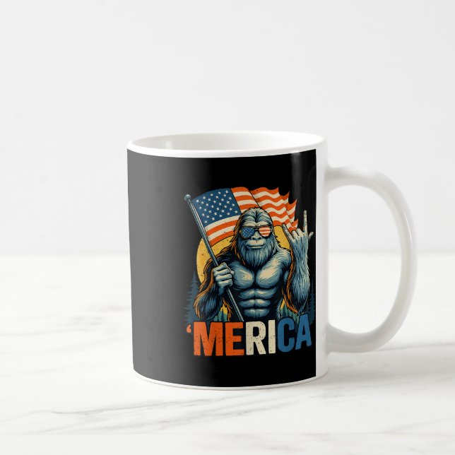4 juli Bigfoot Merica Sten American Flagga Patr Kaffemugg (Höger)