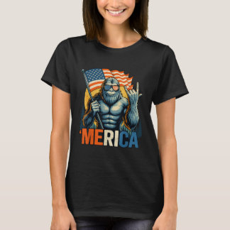 4 juli Bigfoot Merica Sten American Flagga Patr T Shirt