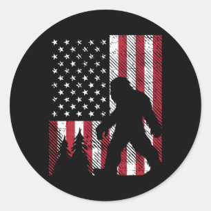 4 juli Bigfoot Sasquatch US Flagga Patriotic Manar Runt Klistermärke