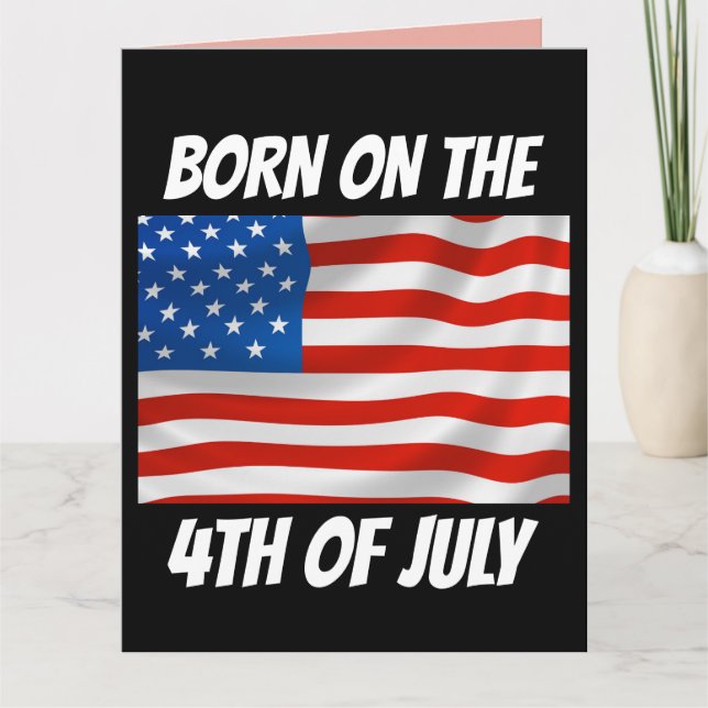 4 JULI BIRTHDAY Greeting Card Kort (Framsida)