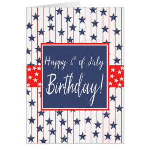4 juli Birthday Stars och stripes Hälsningskort