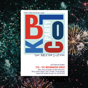 4 juli Block Fest Retro Type Grannfest Inbjudningar