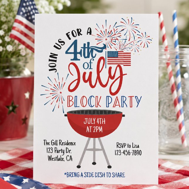 4 juli blockparty inbjudan (Skapare uppladdad)