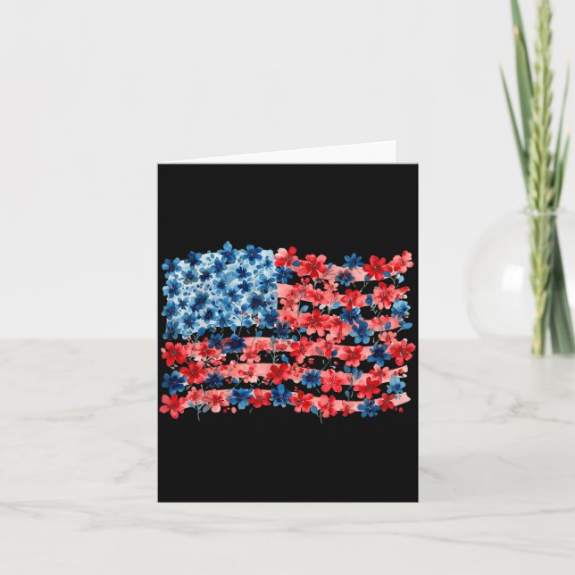 4 juli blomster 4 juli Amerikanska flaggan minnesd Kort (Framsida)