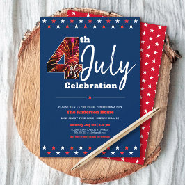 4 juli Bold Patriotic Fireworks Modern USA Inbjudningar