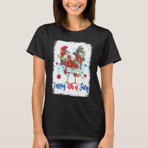 4 juli bonde kyckling blomma amerikansk flagga Pa T Shirt