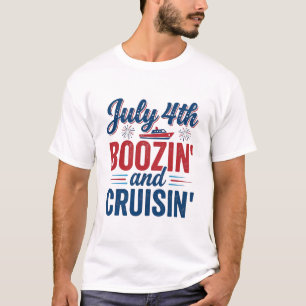 4 juli Boozin Och Cruisin Vintage T-Shirt För Boat