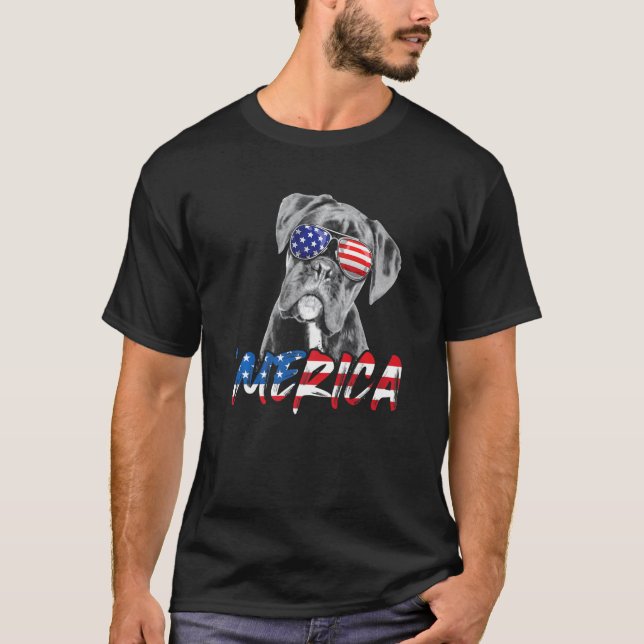 4 juli Boxer Merica American Flagga Patriotic D T Shirt (Framsida)