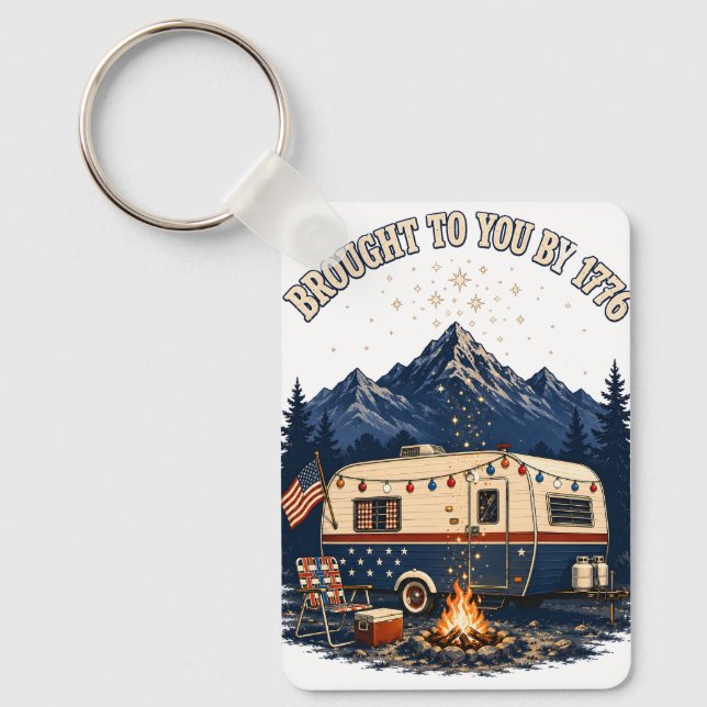 4 juli campingtrailer bergen nyckelring (Framsida)