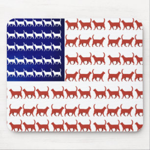 4 juli Cat Flagga White och Blue Musmatta