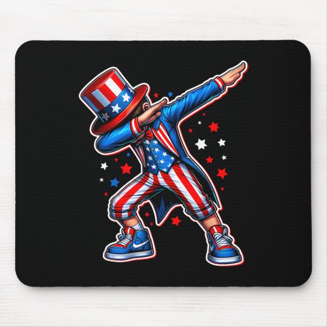 4 juli Coola Dabbing Boy American Flagga Patriot Musmatta (Framsidan)