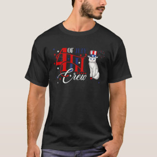 4 juli Crew kostym katt som bär hatt amerikansk  T Shirt