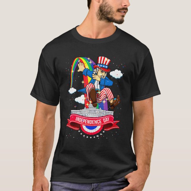 4 juli Dabbing farbror Sam USA flagga Kids Tonårin T Shirt (Framsida)