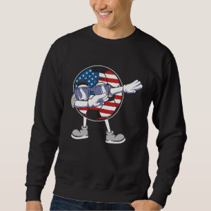 4 juli Dabbing Fotboll USA Amerikansk Flagga Lång Ärmad Tröja