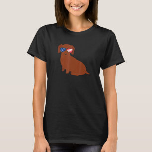 4 juli Dachshund Doxie Hund Patriotic Usa Amer T Shirt