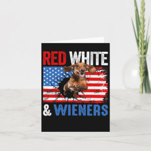 4 juli: Dachshund Hund tröja Red White and Wien Kort