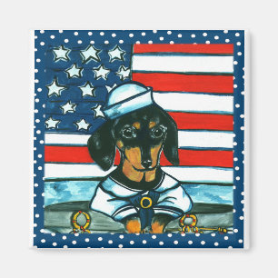 4 juli Dachshund Magnet