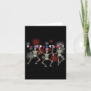 4 juli Dancing Skeletons Funny Patriotic Manar Kort